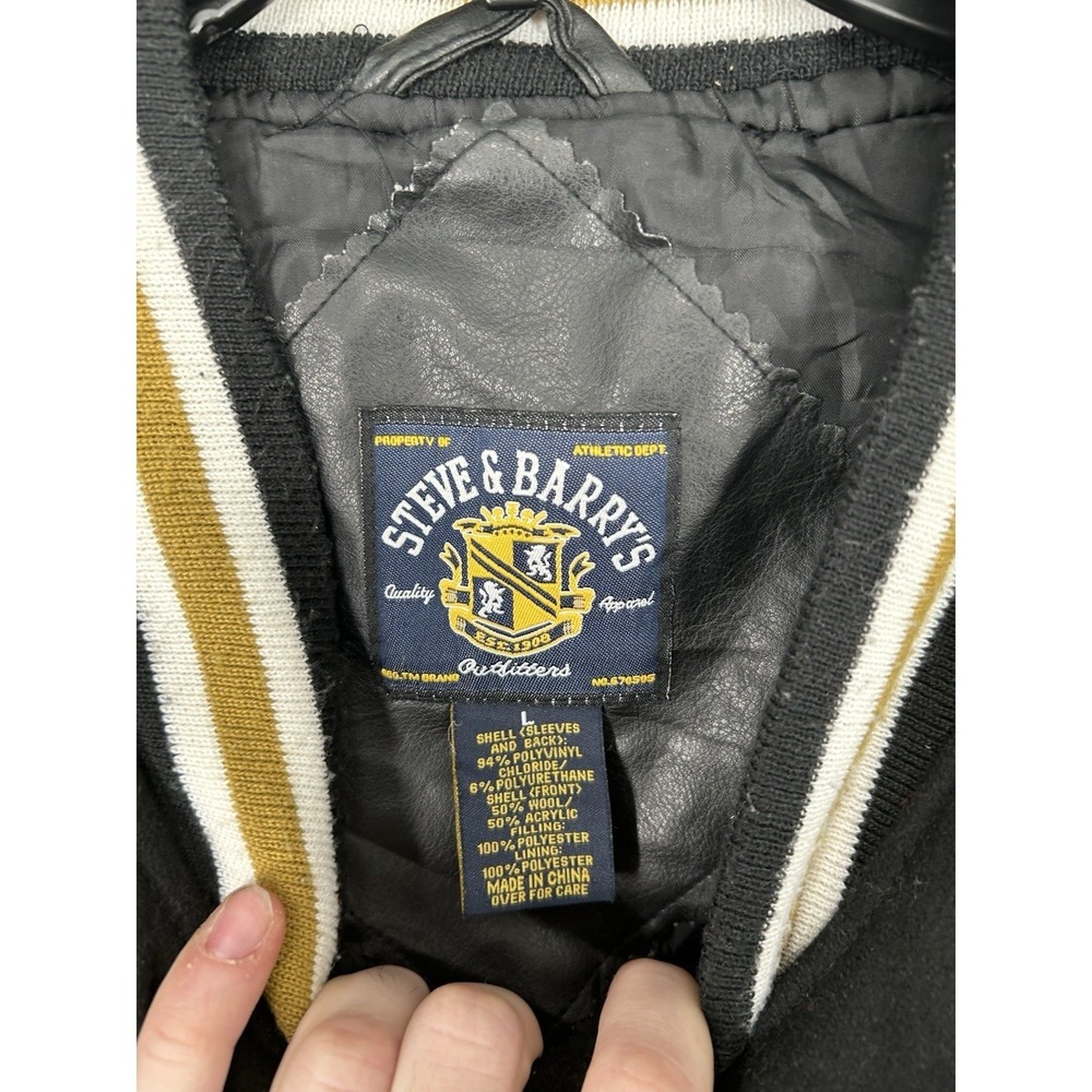 Army Black Knights Vintage Steve & Barrys Vintage Leather Varsity Jacket Mens L - Picture 3 of 6